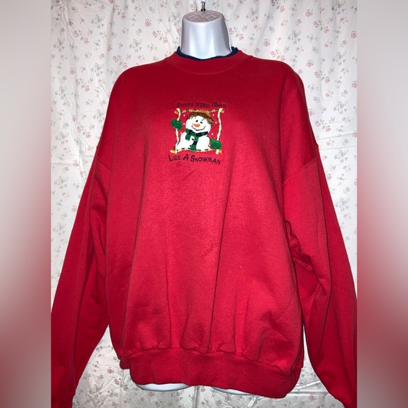 Red Callan and Co. snowman sweatshirt size large - Picture 1 of 3